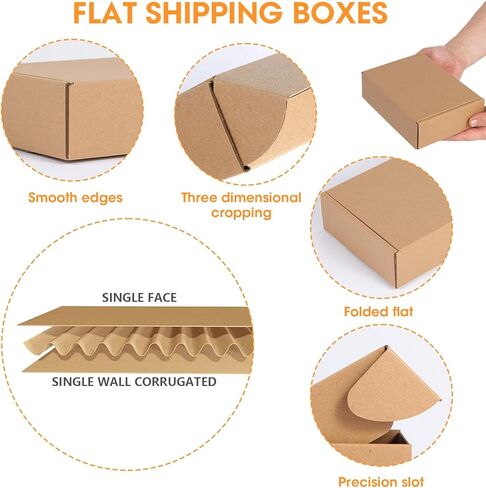 9x6x2 Inches 50 Pack Shipping Boxes - Brown Corrugated Cardboard Boxes for Small Business Shipping boxes, Gift Boxes and Mailing Boxes in Kuwait
