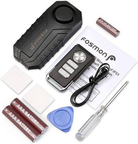 Fosmon Anti Theft Bike Alarm with Remote (2-Pack), Vibration Motion Sensor Bicycle Alarm, Waterproof 113dB Vehicle Security Alarm System, Wireless Siren for E-Bike, Motorcycle, Scooter, Cart, Trailer in Saudi Arabia
