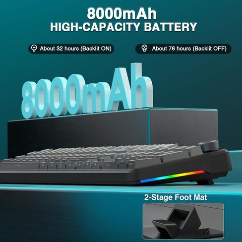 AULA F108 PRO - Wireless Mechanical Keyboard with Screen & Knob,Full Size Keyboard with 8000mAh Battery,Pre-lubed Switches,Side Printed PBT Keycaps,RGB Backlit Hot Swappable Custom Gaming Keyboards in Saudi Arabia