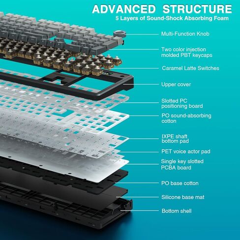 AULA F108 PRO - Wireless Mechanical Keyboard with Screen & Knob,Full Size Keyboard with 8000mAh Battery,Pre-lubed Switches,Side Printed PBT Keycaps,RGB Backlit Hot Swappable Custom Gaming Keyboards in Saudi Arabia