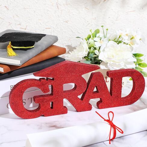 Grad 2024 Wooden Letter Sign Graduation Party Decorations Grad Senior Prop Congrats Wood Sign Table Free Standing Wall Decor for College Graduation Party Suppliers Wedding Home Decor Gift(Black) in Saudi Arabia