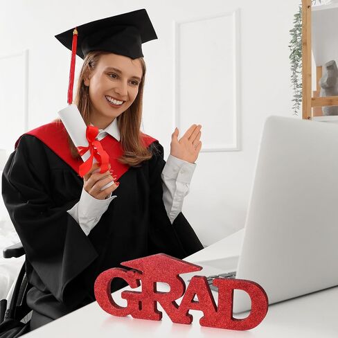 Grad 2024 Wooden Letter Sign Graduation Party Decorations Grad Senior Prop Congrats Wood Sign Table Free Standing Wall Decor for College Graduation Party Suppliers Wedding Home Decor Gift(Black) in Saudi Arabia