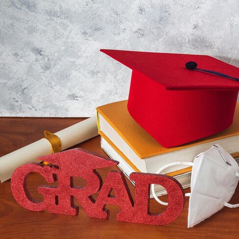 Grad 2024 Wooden Letter Sign Graduation Party Decorations Grad Senior Prop Congrats Wood Sign Table Free Standing Wall Decor for College Graduation Party Suppliers Wedding Home Decor Gift(Black) in Saudi Arabia