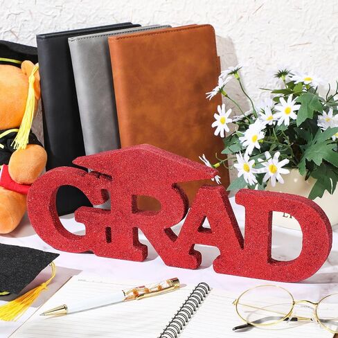 Grad 2024 Wooden Letter Sign Graduation Party Decorations Grad Senior Prop Congrats Wood Sign Table Free Standing Wall Decor for College Graduation Party Suppliers Wedding Home Decor Gift(Black) in Saudi Arabia