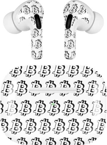 Skinit Decal Audio Skin Compatible with AirPods Pro 2nd Gen - Bitcoin Pattern Design in Kuwait