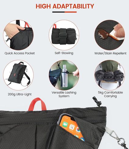 10L Small Hiking Backpack 3-Way Waterproof Travel Daypack Foldable Lightweight Packable Back Pack for Women Men(Black) in Saudi Arabia
