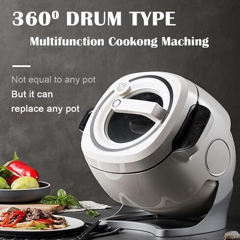 Commercial Food Processor 6L Automatic Cooking Machine | Multifunctional Stir-Fry Machine for Stir Frying, Stewing, Cooking - 360° Rotating & Electromagnetic Heating in Saudi Arabia