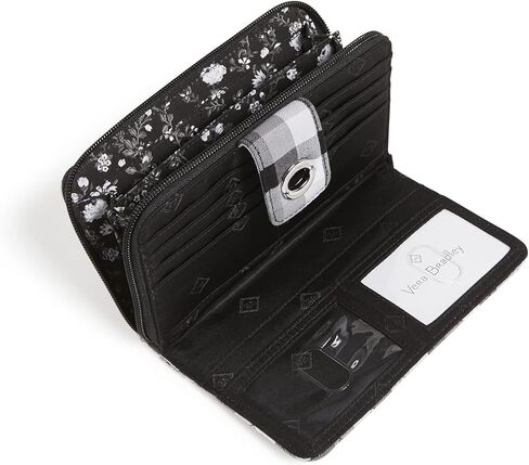 Vera Bradley Cotton Turnlock Wallet with RFID Protection, Terra Cotta Rose in Kuwait