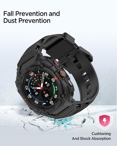 Miimall Rugged Sport Case Band for Samsung Galaxy Watch Ultra 47mm ، Light Tpu Mecha Mecha Presprestive Combo ، فرقة مضادة للمضادات الصدمة مع حالة Galaxy Watch 7 Ultra in Saudi Arabia