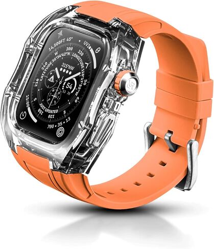 Luxury Translucent Case with Band for Apple Watch Series 10 46mm, Rugged Crystal Clear Military Protective Bumper Cover and Tactical Strap for iWatch 46mm in Saudi Arabia