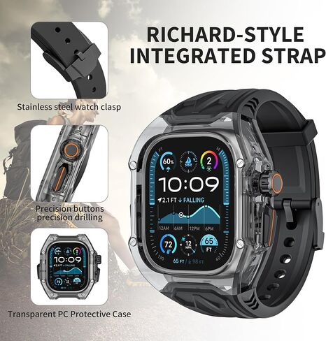 Allfulyun متوافق مع Apple Watch Ultra 2/1 Bands Case 49mm للرجال ، حالة مراقبة واقية مع حزام TPU متكامل ، Sport Iwatch Band 49mm in Saudi Arabia