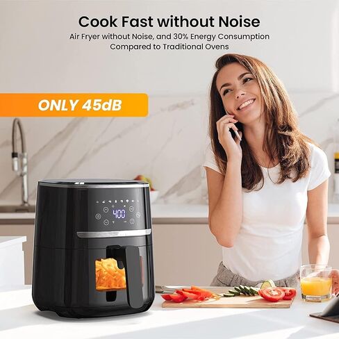 7-In-1 Air Fryer with Visible Window, 5QT Large Capacity Multifunctional Digital Air Fryer Oven for Baking Roasting Dehydrating, 1500W Low Noise Airfryers with Dishwasher Safe Basket in Saudi Arabia