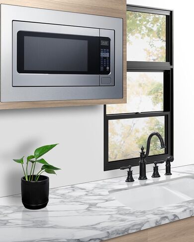 Summit Built- In Microwave Oven, 2.2 Cubic Foot, 1200W, Trim Kit Included, Stainless Steel- SMBI27TK30 in Saudi Arabia