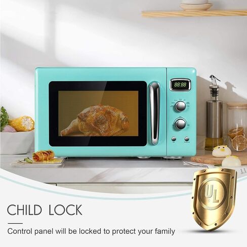 ARLIME Retro Microwave Oven, 900W/0.9Cu.Ft, Small Countertop Microwave w/Defrost & Auto Cooking, LED Display, Pull Handle, Easy Clean Stainless Steel Interior, Child Lock, ETL Certification in Saudi Arabia