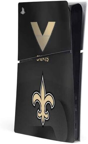 ألعاب Skinit Scenit Maming متوفرة مع وحدة التحكم الرقمية PS5 Slim Digital - NFL NEF New Orleans Saints بالأبيض والأسود in Kuwait