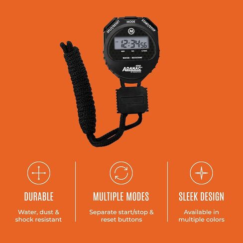 MARATHON ST083009 Adanac 4000 ساعة توقيت رقمية مع شاشة عرض كبيرة جدًا وأزرار، مقاومة للماء، ضمان لمدة عامين - أصفر in Kuwait