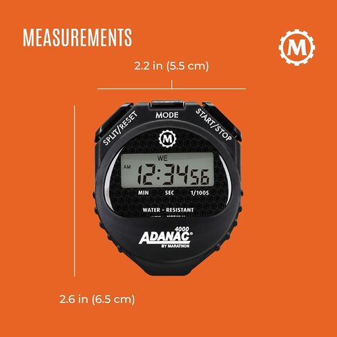 MARATHON ST083009 Adanac 4000 ساعة توقيت رقمية مع شاشة عرض كبيرة جدًا وأزرار، مقاومة للماء، ضمان لمدة عامين - أصفر in Kuwait