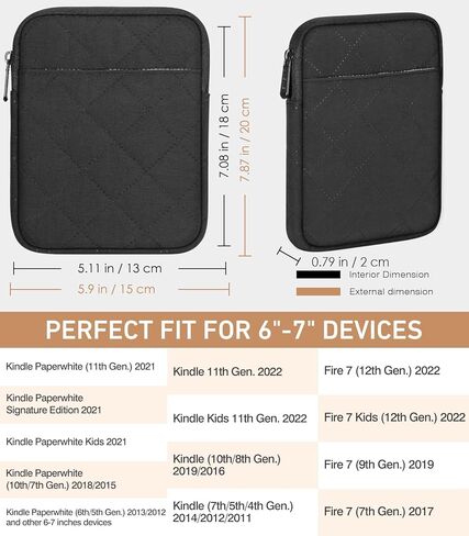 كم Kindle Moko 6-7 بوصة متوافق مع 7 "kindlecolorsoft 2024 ، 6.8" Paperwhite 2021 ، 6 "Kindle (الجيل الحادي عشر) 2022 ، حقيبة مبطنة مع جيوب مزدوجة وحامل القلم ، مدبب القطن الوردي in Saudi Arabia