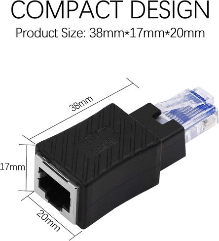 YACSEJAO Cat5e/Cat6 RJ45 Ethernet Adapter，2Pack 90 Degree Ethernet RJ45 / 8P8C Male to Female Right Angle Adapter Support Cat6 / Cat5e / Cat5 Standard LAN Cable（Up） in Saudi Arabia