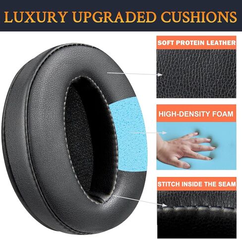 Soulwit Ear Pads Cushions استبدال ، أذن من Sennheiser HD 4.50BT ، HD 4.50BTNC ، HD 4.50SE ، HD 4.40BT ، HD 4.30G ، HD 4.20S ، HD 458BT ، HD 450 ، HD 450BT ، HD 400S ، HD 350BT - Black. in Saudi Arabia