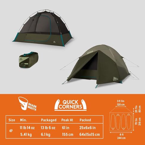 Kelty Daydreamer 4P + 6P Camping Tent, Blackout Fabric, Interior Light Diffusing Gear Loft, Standing Height, PFAS Free in Saudi Arabia