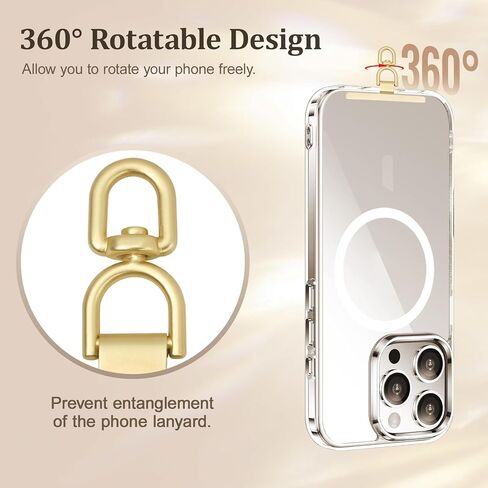Phone Tether Tab, 360° Rotatable Cell Phone Lanyard Patch Ultra-Thin Stainless Steel Universal Lanyard Pad for Phone Lanyard, Compatible with iPhone 16 & Most Smartphones, Gold in Saudi Arabia