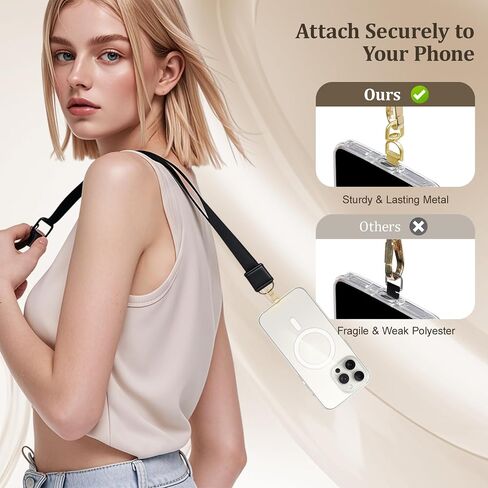 Phone Tether Tab, 360° Rotatable Cell Phone Lanyard Patch Ultra-Thin Stainless Steel Universal Lanyard Pad for Phone Lanyard, Compatible with iPhone 16 & Most Smartphones, Gold in Saudi Arabia