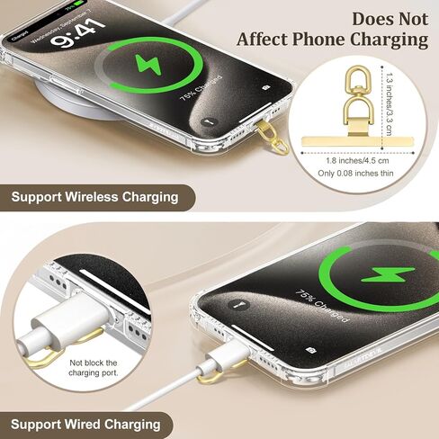 Phone Tether Tab, 360° Rotatable Cell Phone Lanyard Patch Ultra-Thin Stainless Steel Universal Lanyard Pad for Phone Lanyard, Compatible with iPhone 16 & Most Smartphones, Gold in Saudi Arabia