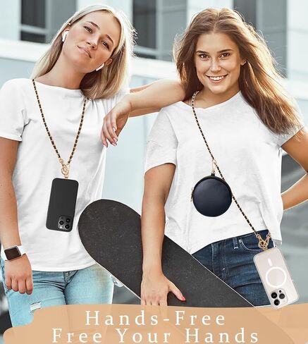 Clip and Go Thprot Crossbody مع محفظة جلدية RFID ، سلسلة حبل الهاتف الخليوي الخالية من اليدين مع محفظة للنساء وسلسلة الرقبة لأجهزة iPhone والهاتف الذكي والذهب الأسود in Kuwait