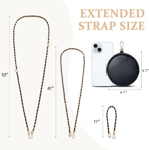 Clip and Go Thprot Crossbody مع محفظة جلدية RFID ، سلسلة حبل الهاتف الخليوي الخالية من اليدين مع محفظة للنساء وسلسلة الرقبة لأجهزة iPhone والهاتف الذكي والذهب الأسود in Kuwait