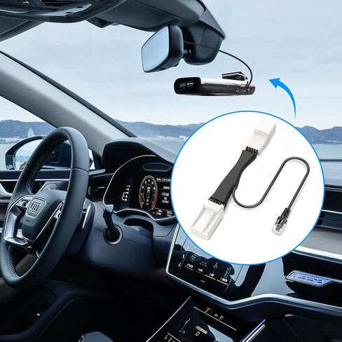 Radar Detector Power Adapter RJ11 Plug (10P Type C) Compatible with Dodge RAM,Charger,Challenger,Grand Cherokee,Chrysler,with Auto-dimming Rearview Mirror,Radar Detector Adapter Cable,Clean Install in Kuwait