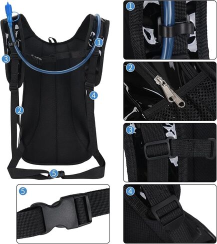Roptat Hydration Backpack Pack with 2L Hydration Bladder - Lightweight Water Backpack Water Pouch for Women Men Running Riding Biking Music Festival in Saudi Arabia