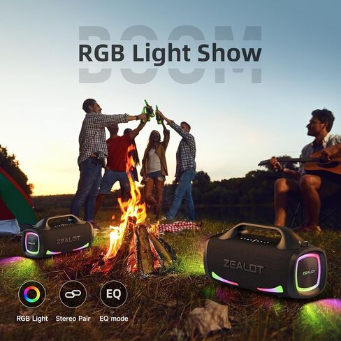 ZEALOT Bluetooth Speaker, 110W Peak(100W) Booming Sound Speakers Wireless, Dual Pairing, XBass, Bluetooth 5.3, 24000mAh Power Bank, Portable Outdoor Waterproof Speaker for Camping, Beach and Party in Saudi Arabia