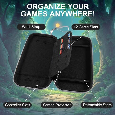 Timetop Carry Casing for Nintendo Switch 2 مع واقي شاشة واحد ، متوافق مع Switch New Switch 2 2025 Console Console Carry Carry Care of Travel and Storage ، وعقد وحدة تحكم و 12 خراطيش لعبة in Kuwait