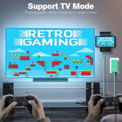 TPC 39W Charger for Nintendo Switch, 15V 2.6A AC Adapter Fast Charging with 5FT USB-C Cord, Compatible with Switch Lite, OLED, Steam Deck, Support TV Mode (Green/Blue) in Saudi Arabia