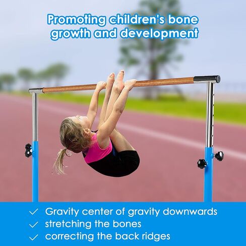 Dai&F Gymnastics Bar for Kids, 3' to 5' Gymnastics Bars for Home with 1-11 Levels Adjusable Height, Stainless Steel Horizontal Training Bar, Holds up to 350LBS in Saudi Arabia