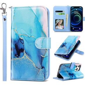 ULAK متوافق مع iPhone 13 Wallet Case for Women ، وغطاء متميز للجلد مع حامل البطاقة وحالة هاتف واقية من Kickstand مصممة لـ iPhone 13 6.1 بوصة ، زهرة وردية اللون
