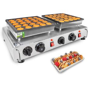 ALDKitchen Mini Dutch Pancake Maker 50-Hole Commercial Electric Mini Dutch Pancake Machine 1.8 Inches Automatic Poffertjes Grill 3-5 minutes Nonstick for Home and Restaurants