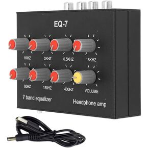 EQ 7 Band Sound Equalizer Home Audio, 2 Channel Car Audio Equalizer, 3.5mm Interface Digital Headphone Stereo Equalizer for Home Audio, 12dB High Bass Adjustment in Saudi Arabia
