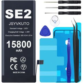 15800mAh Battery for iPhone SE2(SE 2020 2nd Generation), New 0 Cycle Upgraded Higher Capacity Replacement Battery for iPhone SE 2020 with Full Set Repair Tool Kit, Model A2275 A2296 A2298