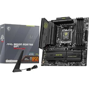 MSI MAG B850M MORTAR WIFI اللوحة الأم ، MATX-تدعم AMD RYZEN 9000/8000/7000 معالجات ، AM5-60A SPS VRM ، DDR5 MEMMY BOOST 8200+ MT/S (OC) ، PCIE 5.0 X16 ، M.2 GEN5 ، WI-FI 7 ، 5G LAN