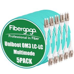 Fibergaga-5Pack Uniboot OM4 LC to LC Fiber Patch Cable, Multi-Mode Duplex Fiber Optic Cable Jumper Optical Patch Cord 10GB, 50/125μm,LSZH Jacket,OD-3.0mm, 3M(10ft)