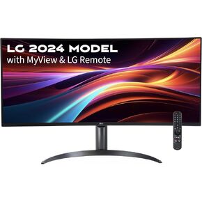 LG 34" Curved WQHD VA Black Monitor with Built-in Speaker, (3440x1440) 100Hz, 5ms, Ultrawide MyView Streaming, Airplay2, Magic Remote, 34SR65QC-B WebOS 2024 Model (Renewed)