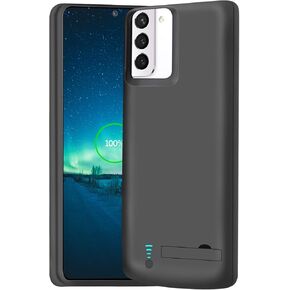 Battery Case for Samsung Galaxy S21 5G, 4800mAh Rechargeable Extended Battery Charging Charger Case, Add 100% Extra Juice, Not for S21+ or S21 Ultra (6.2 inch) Black