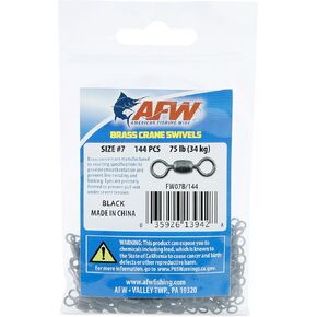 AFW Brass Crane Fishing Swivels - Premium Barrel Swivels Fishing Tackle for Smooth Rotation and Anti-Kinking - Precisely Formed Eyes Prevent Pull-Out - Nickel and Black Finishes Available