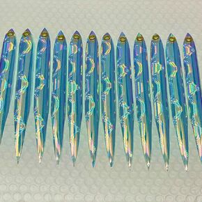 Holographic 8 Inch Vinyl Bonita Strips, Holographic/Clear (12 Pack)