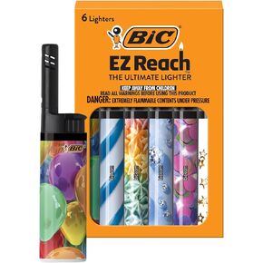 BIC EZ Reach Pastel Lighters, Reliable and Safe Candle Lighter with Extended Wand, 6-Pack, Colors May Vary