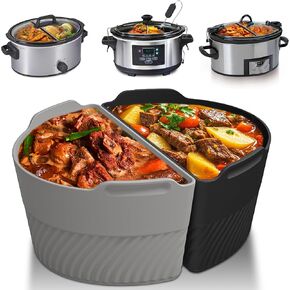 Silicone Slow Cooker Divider Liners fit Crock Pot 6 QT,Maywe Tanso Silicone Slow Cooker Liners For Crockpot 6 Quart Oval or Round Slow Cookers,Reusable Crock Pot Divider Insert,Dishwasher Safe