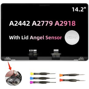 Replacement LCD for MacBook Pro 14.2 inch M1 M2 M3 2021 2023 Year A2442 A2779 A2918 EMC 8102 EMC 8304 EMC 3560 Full LCD Display Screen Complete Assembly 3024×1964 Silver