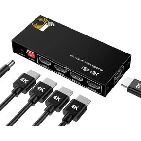 1x4 HDMI Splitter 4K@60Hz 4:4:4 HDR - with Audio Extractor (Optical/3.5mm), EDID Management & Downscaler, HDCP 2.2 Compatible for PS5/Xbox/Apple TV (18Gbps, Plug & Play)